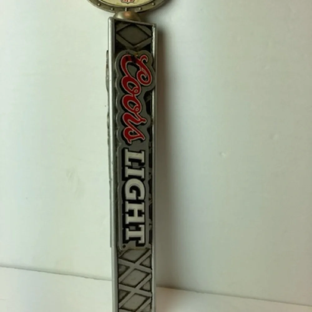 VTG Coor's Light Official Beer NFL Stamped Metal Grid Beer Tap Handle 12